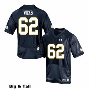 Notre Dame Fighting Irish Men's Brennan Wicks #62 Navy Under Armour Authentic Stitched Big & Tall College NCAA Football Jersey LCN2399AV